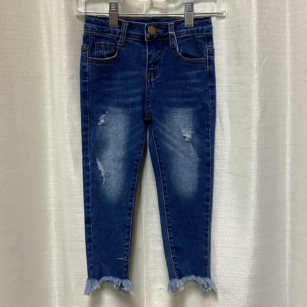 Kids Dark Blue Distressed Jeans